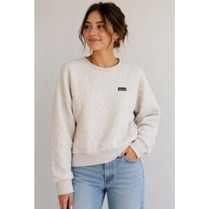 Patagonia Quilted Crewneck Sweater Womens Medium Beige Cotton Quilt Pullover